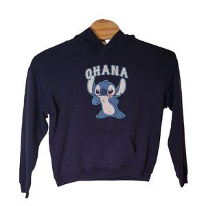 Disney Stitch Ohana Hooded Sweatshirt Navy Blue Hoodie‎ Unisex Size Large